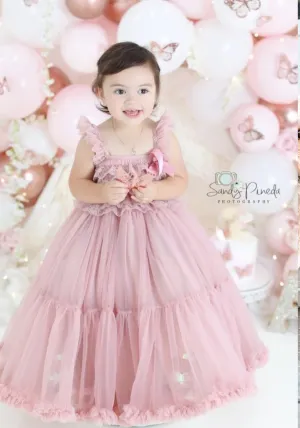 Kryssi Kouture Exclusive Girls Dusty Rose Spencer Tulle Spin Dress