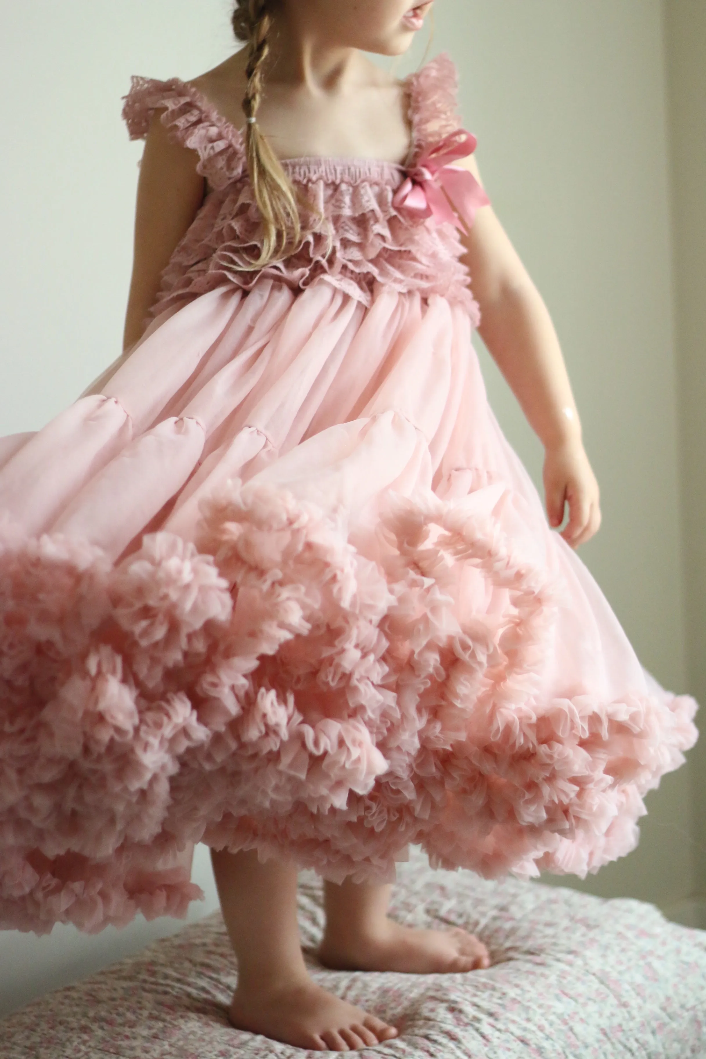 Kryssi Kouture Exclusive Girls Dusty Rose Spencer Tulle Spin Dress