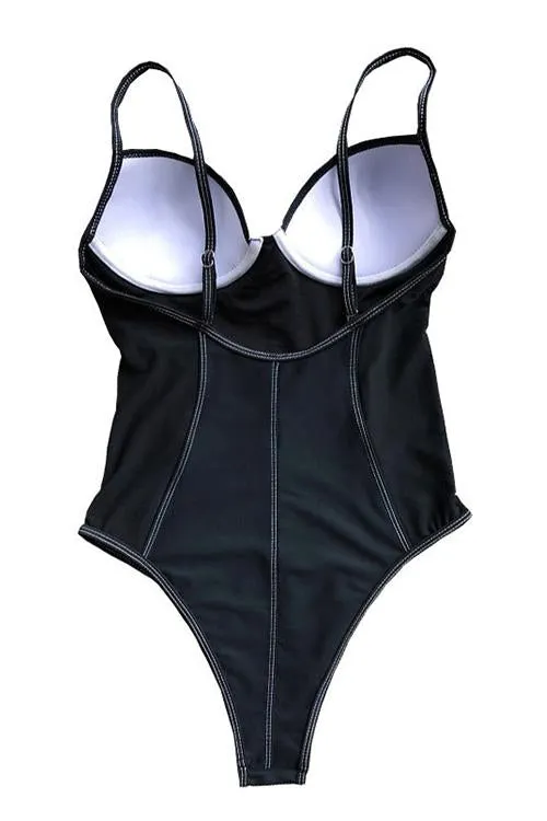 Mesh Patchwork One Piece Swimwear