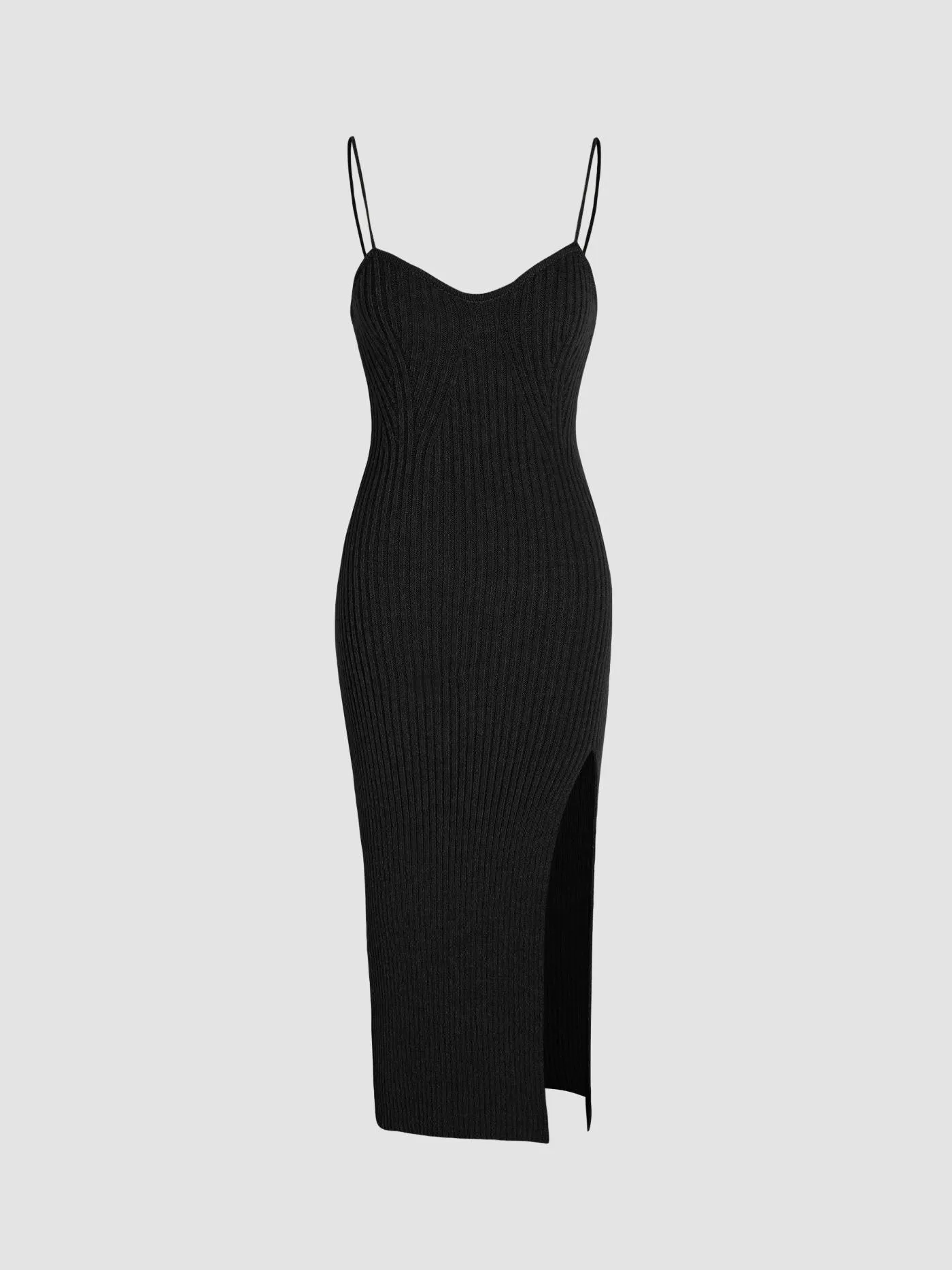 Mimi Cuttrell Knit Solid Cami Split Midi Dress & Crop Top