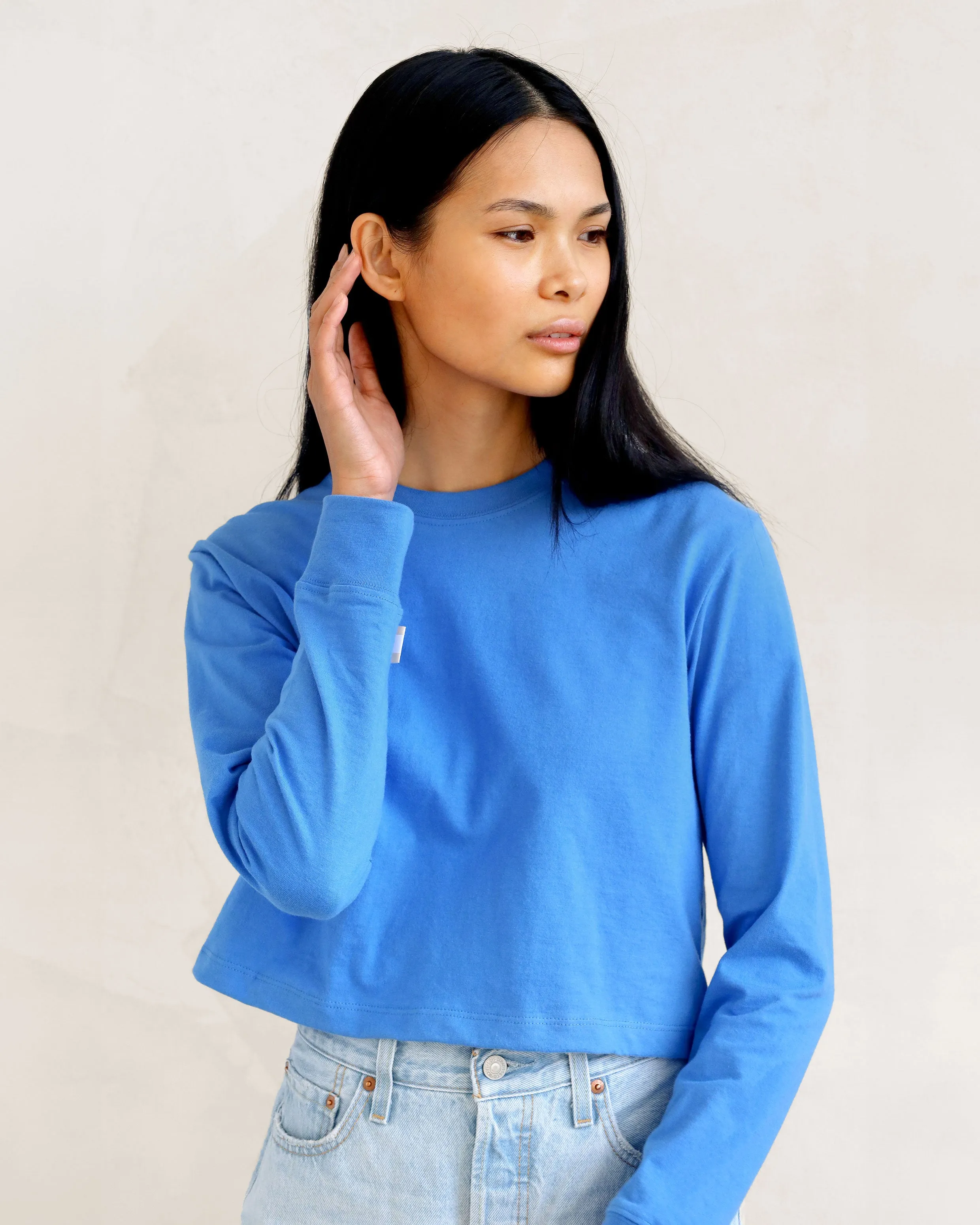 Monday Long Sleeve Crop Top Super Blue