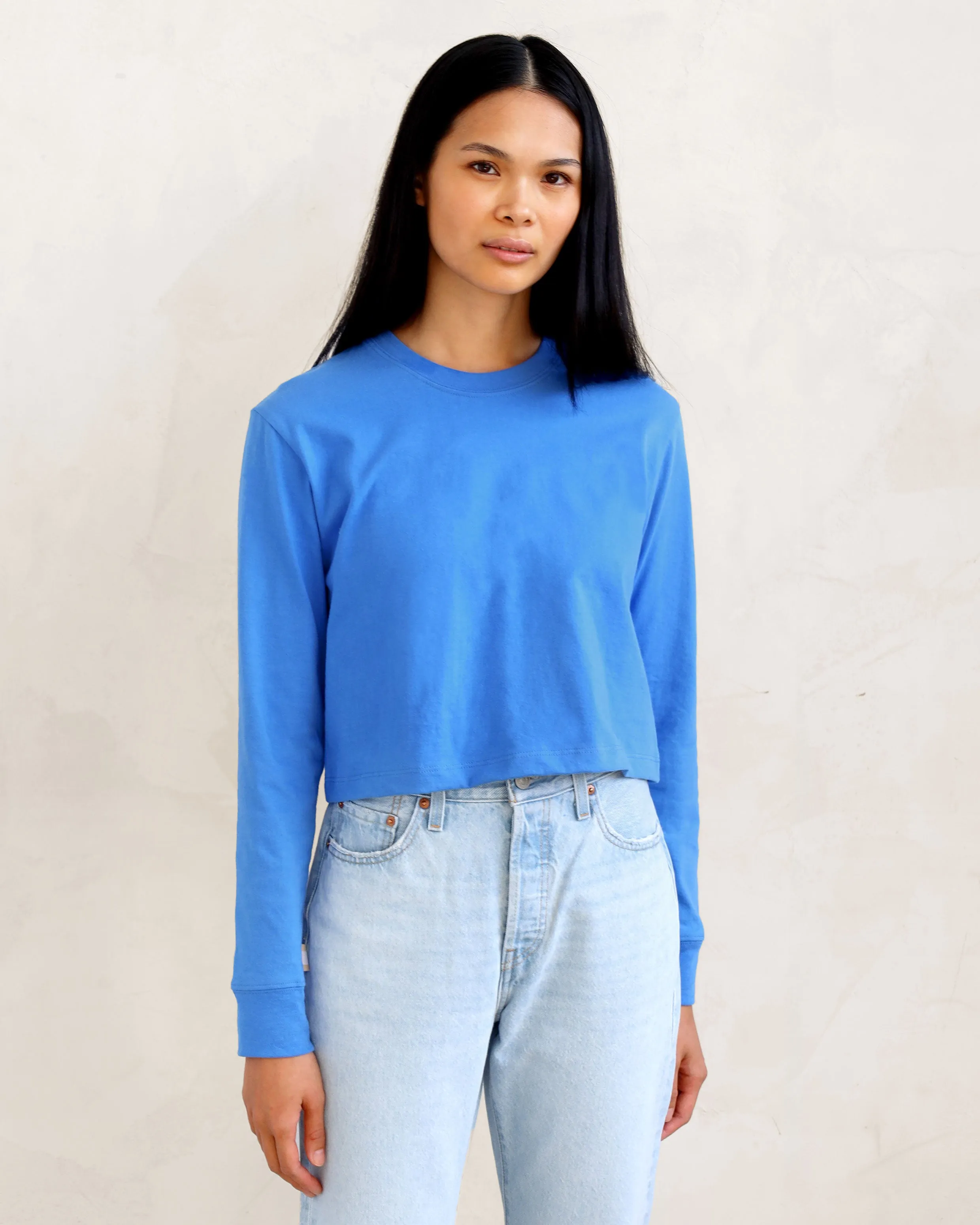 Monday Long Sleeve Crop Top Super Blue