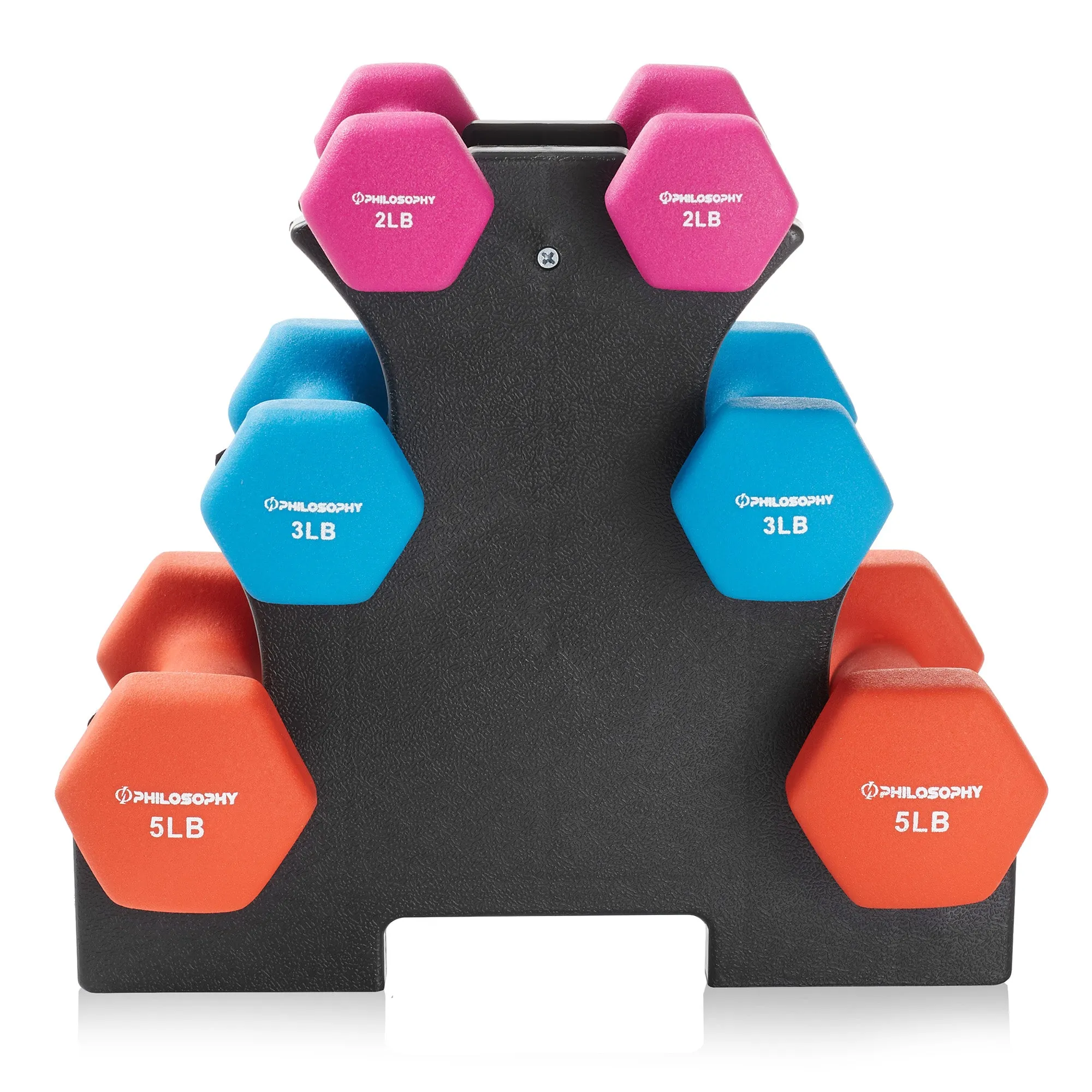 Neoprene Dumbbell Hand Weights, Set of 6 with Stand