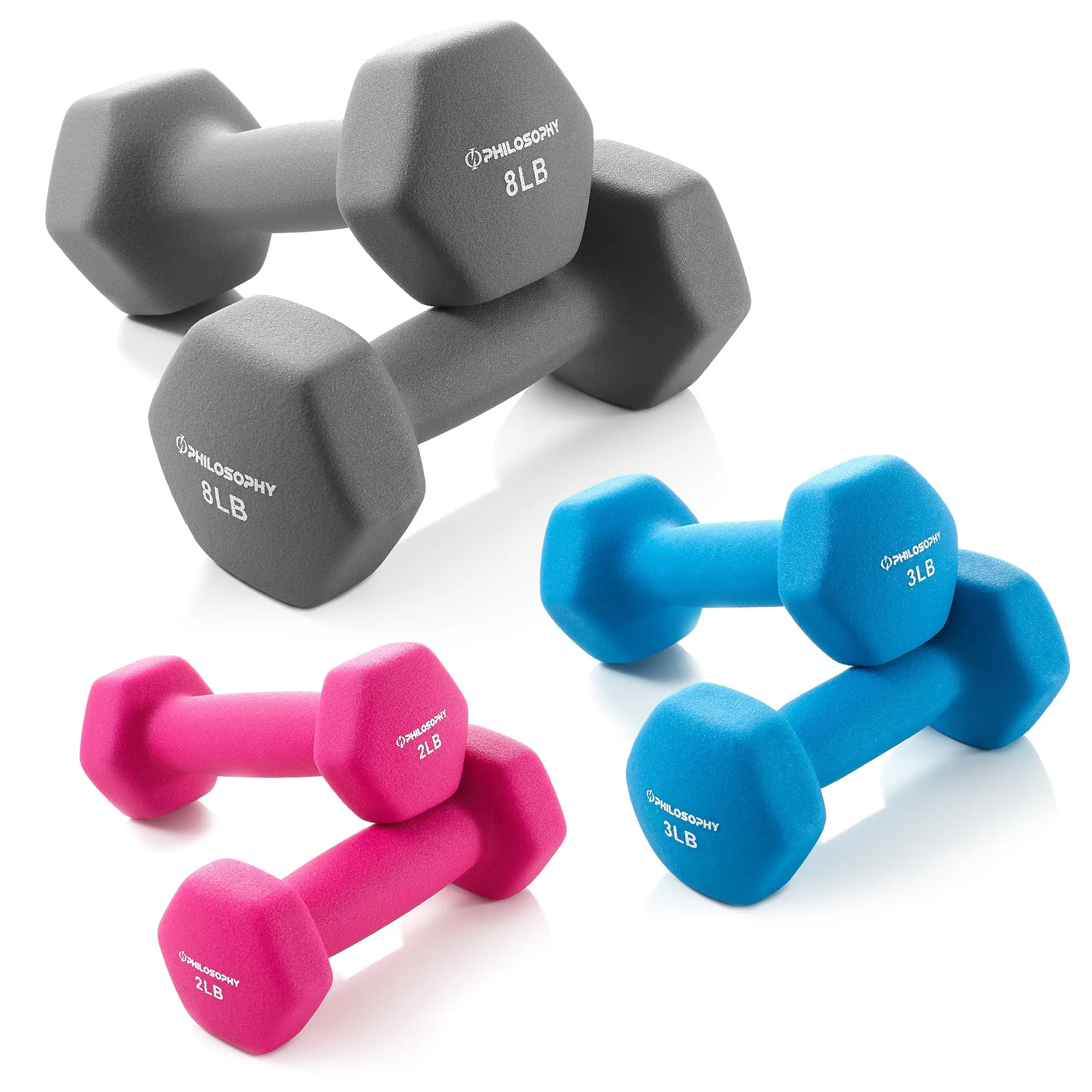 Neoprene Dumbbell Hand Weights, Set of 6 with Stand