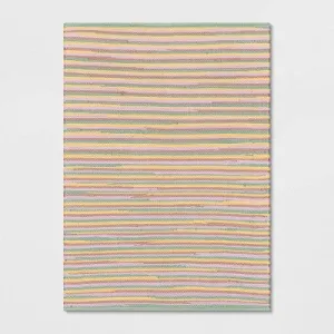 New - 4'x5'6" Rag Area Rug Pink/Green/Yellow - Room Essentials