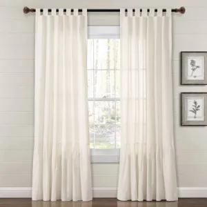 New - 84"x40" Farmhouse Faux Linen Tab Top Window Curtain Panel Off White - Lush Décor