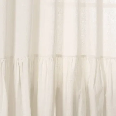 New - 84"x40" Farmhouse Faux Linen Tab Top Window Curtain Panel Off White - Lush Décor