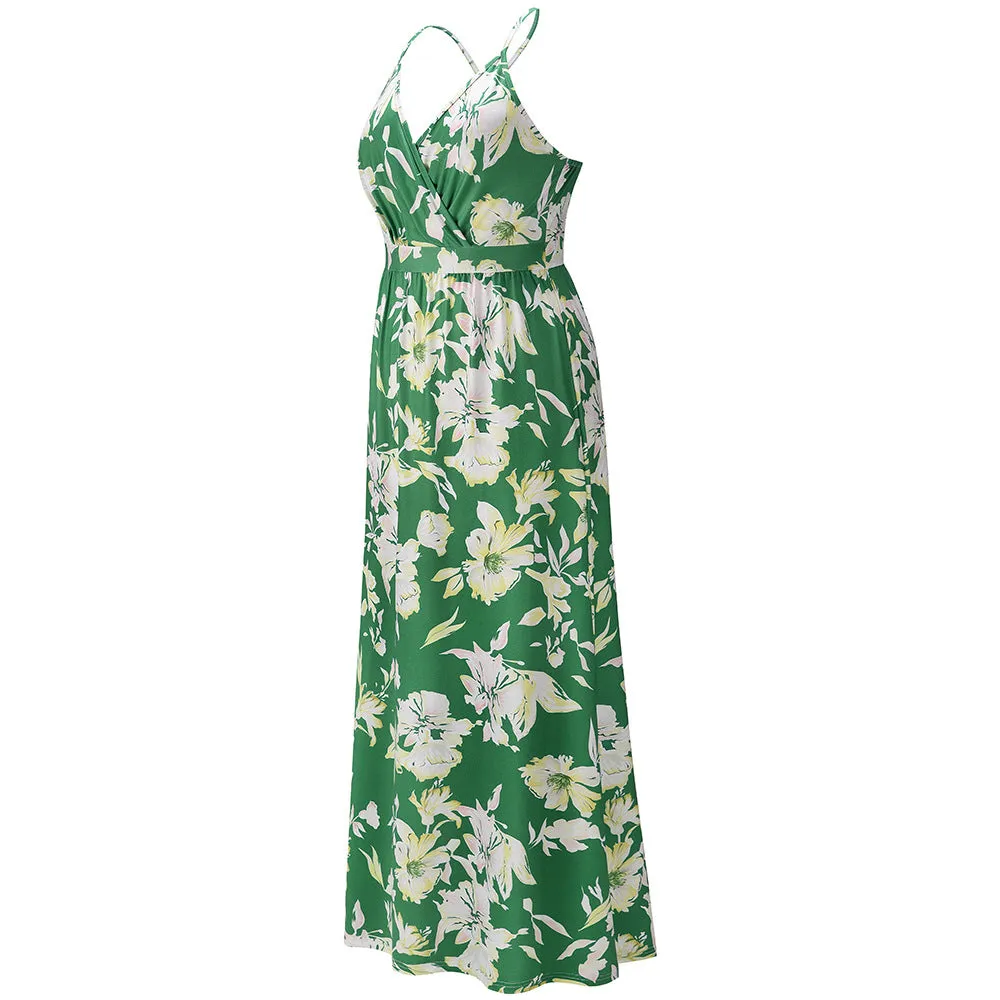 New Bohemian Floral Strap Maxi Dress Plus Size