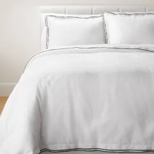 New - King Double Flange Merrow Stitch Duvet Cover & Sham Set White/Dark Gray - Threshold designed with Studio McGee