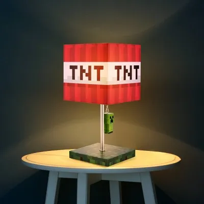 New - Table Lamp Inspired by Minecraft TNT with LED Light Bulb