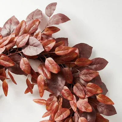 New - Mixed Leaf Wreath Burgundy - Threshold designed with Studio McGee