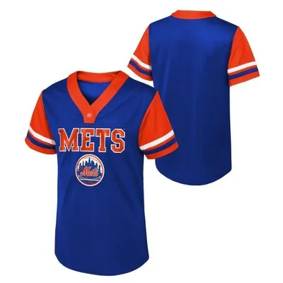 New - MLB New York Mets Girls' Henley Team Jersey - S