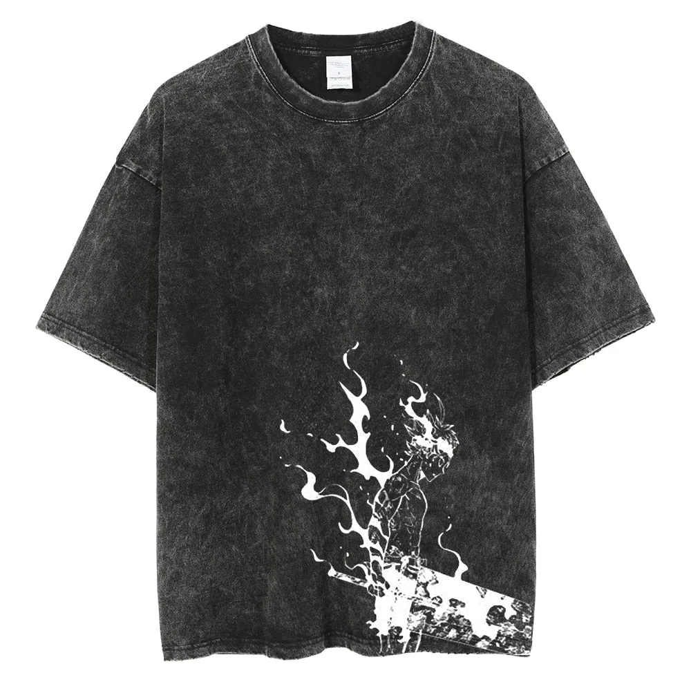 Nysekai "Black Asta - Black Clover" Vintage Oversized T Shirt