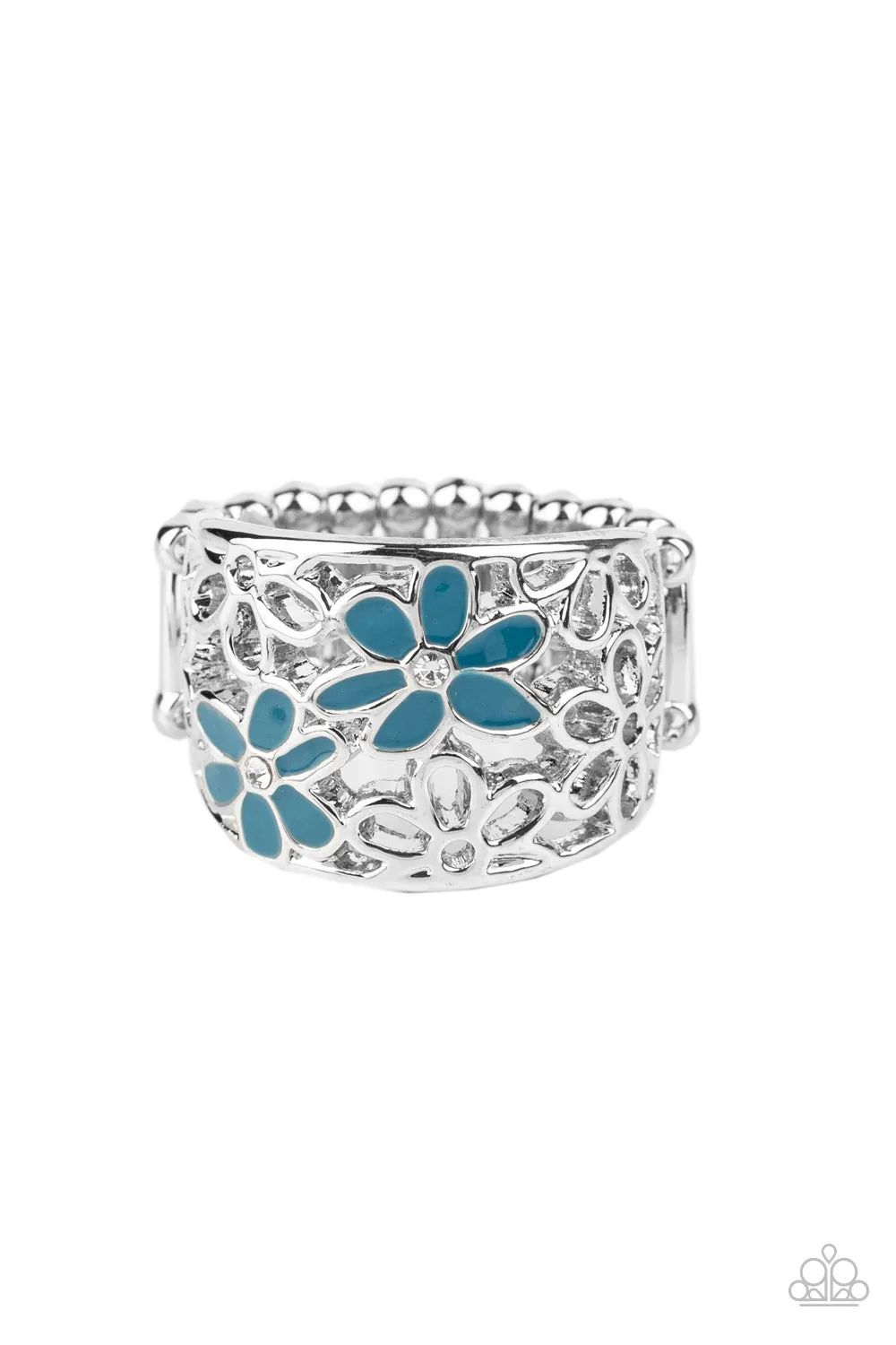 Open Door Jewelry - Clear as DAISY - Blue Ring - Paparazzi Accessories