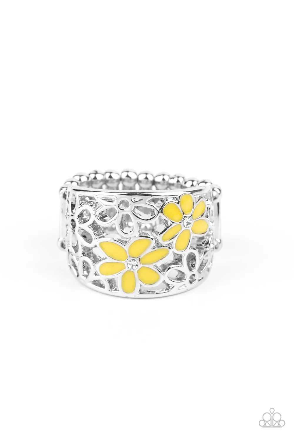 Open Door Jewelry - Clear as DAISY - Yellow Ring - Paparazzi Accessories