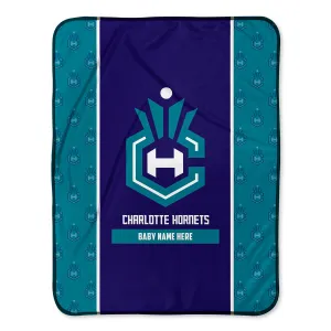 Personalized Charlotte Hornets Icon Baby Pixel Fleece Blanket