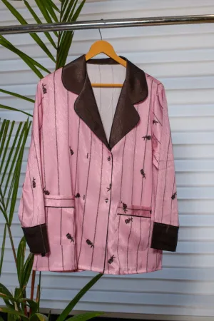 Pink Lounge Wear With Black Stripes