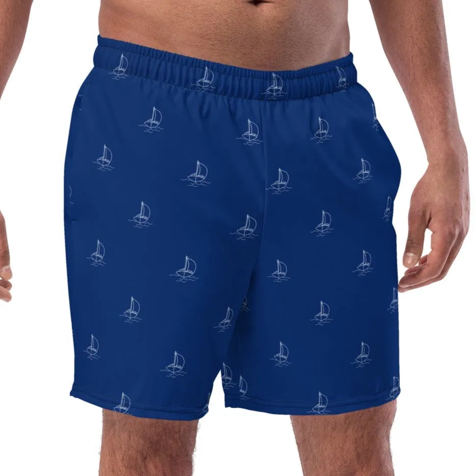 Sailboat print swim trunk for men