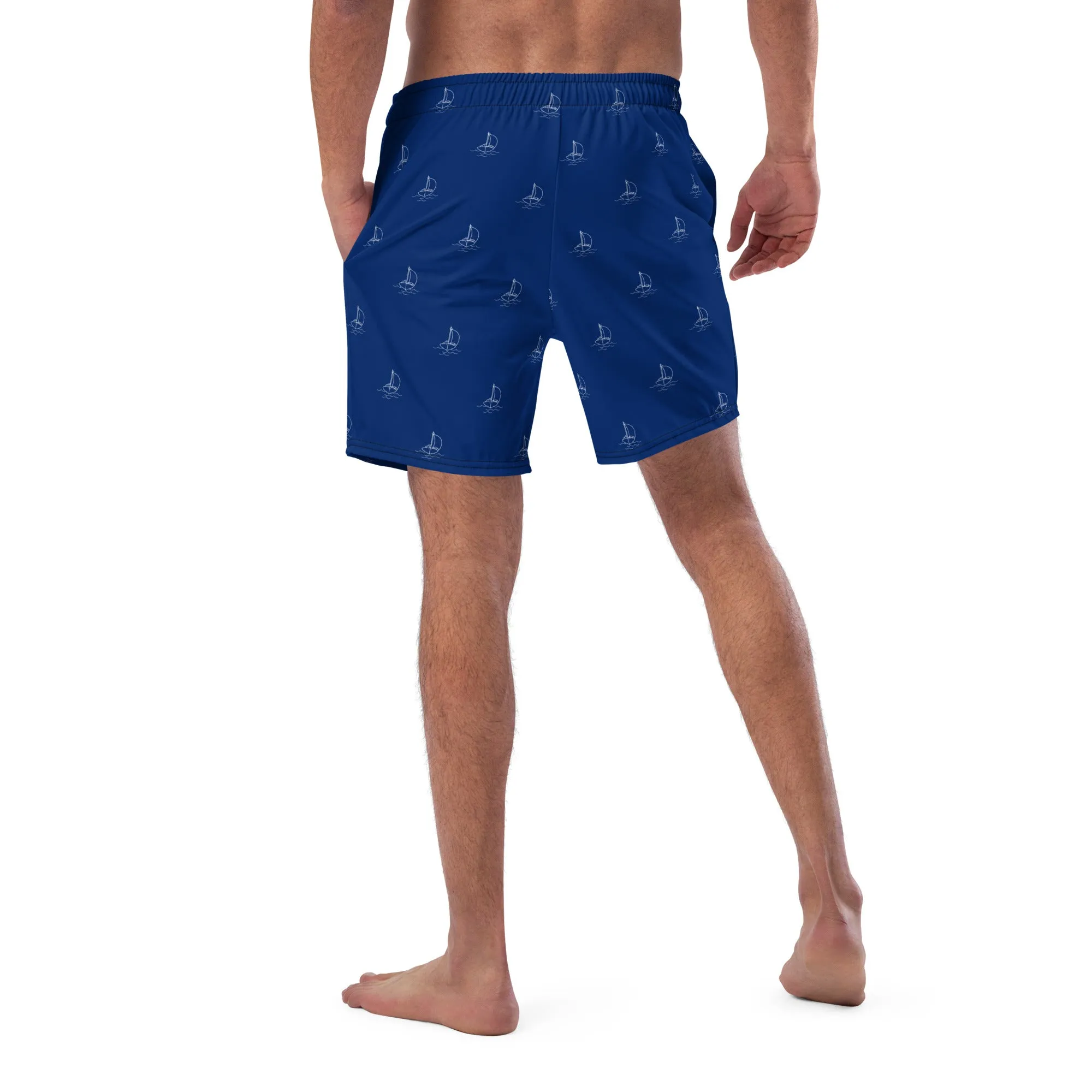 Sailboat print swim trunk for men