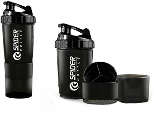 Spider Shaker Bottle for Protein and Gym use (Black-500ml)