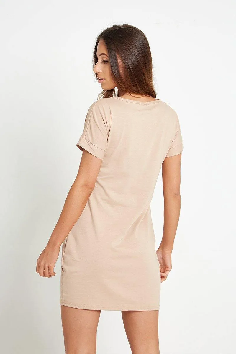 T-Shirt Dress in Beige