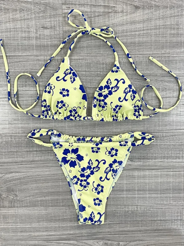 Women's Floral Print Triangle Bikini Top