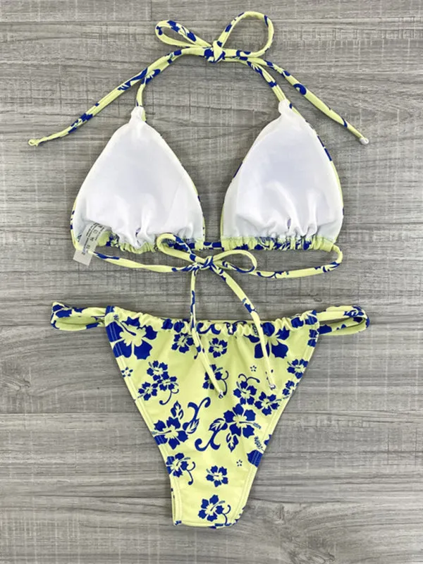 Women's Floral Print Triangle Bikini Top